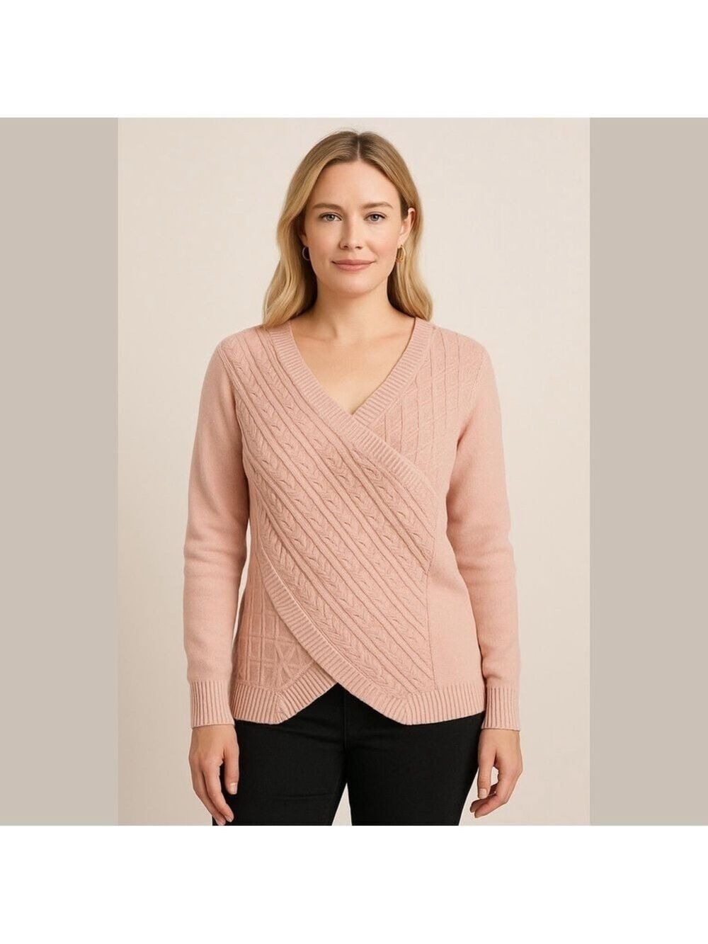 NoraCora Sweater Size S. Dusty pink/rose colored. Wrap front On Off Shoulder NEW